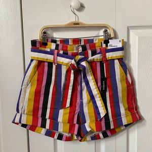 NWT Express High Waisted Sash Tie Striped Shorts